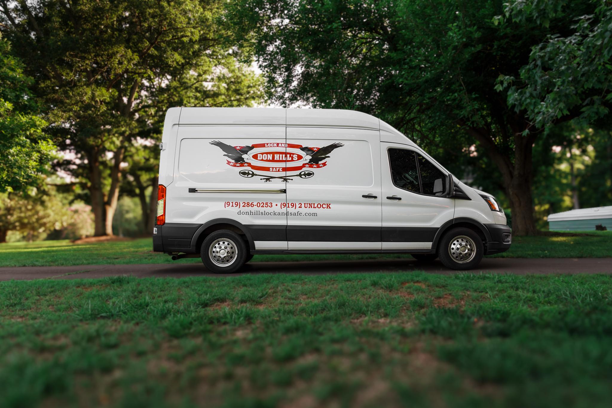 Don Hill's Lock & Safe service van, on the road across the Triangle